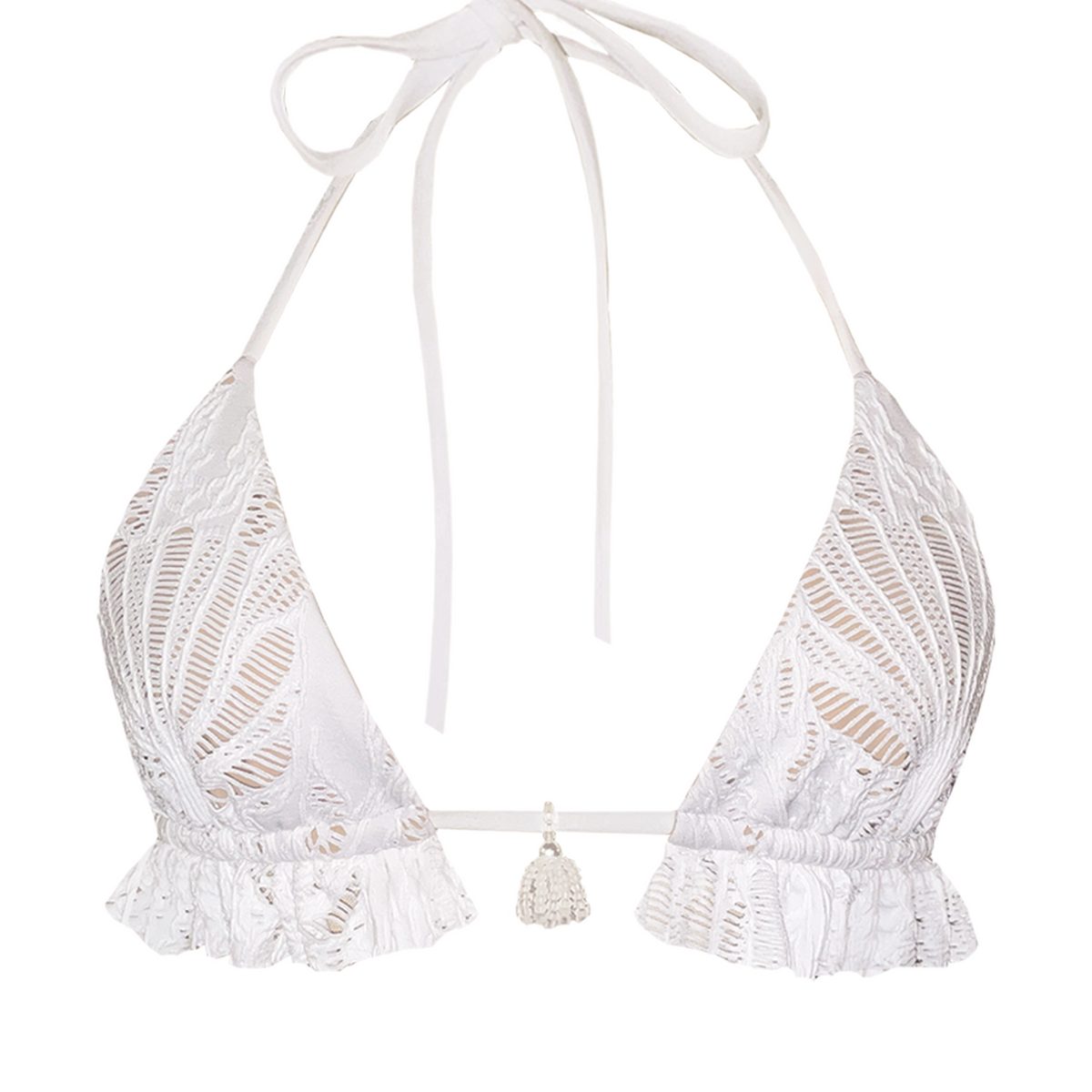 La Perla Top | White Lace Bridal Swimwear Top with Nude Lining